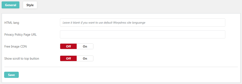 wp typeface general settings