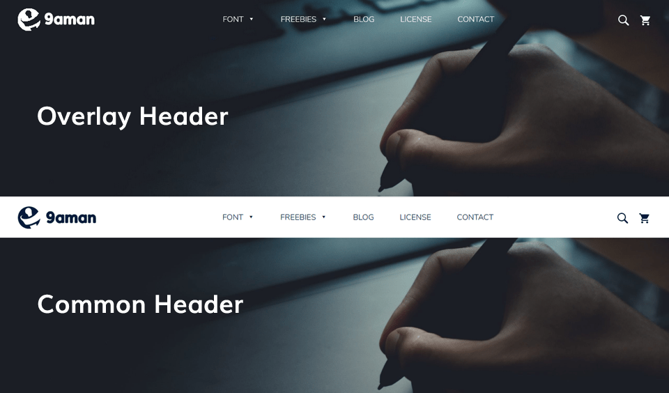 wp typeface overlay header