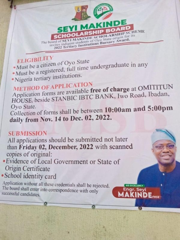 Bursary to Oyo Indigenes in Tertiary