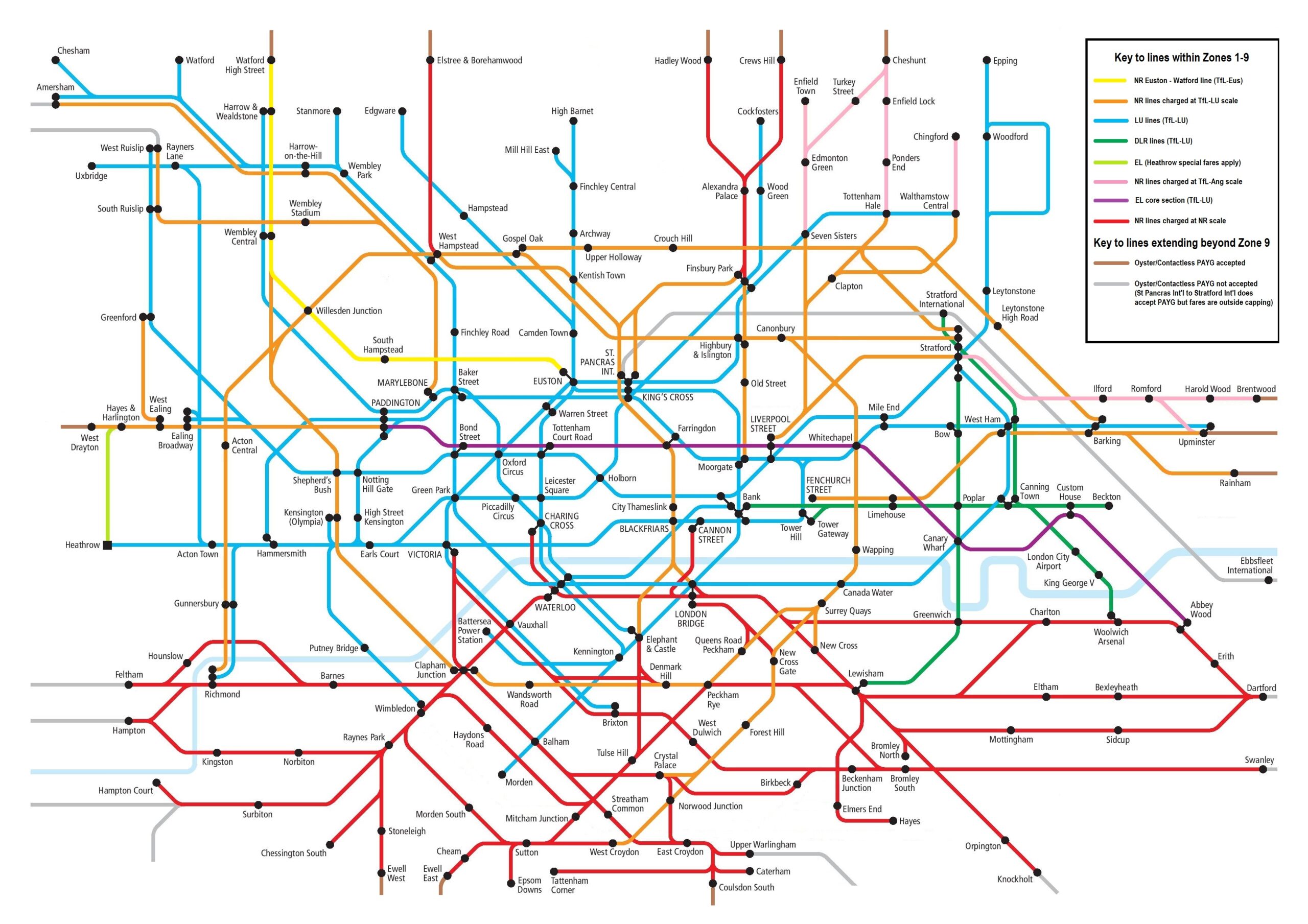 Printable London Underground Maptravel Card Zones Map Zonal Fare Scale Guide Scaled 