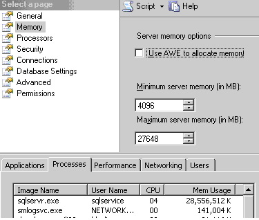 SQL Server Memory Configuration via SSMS