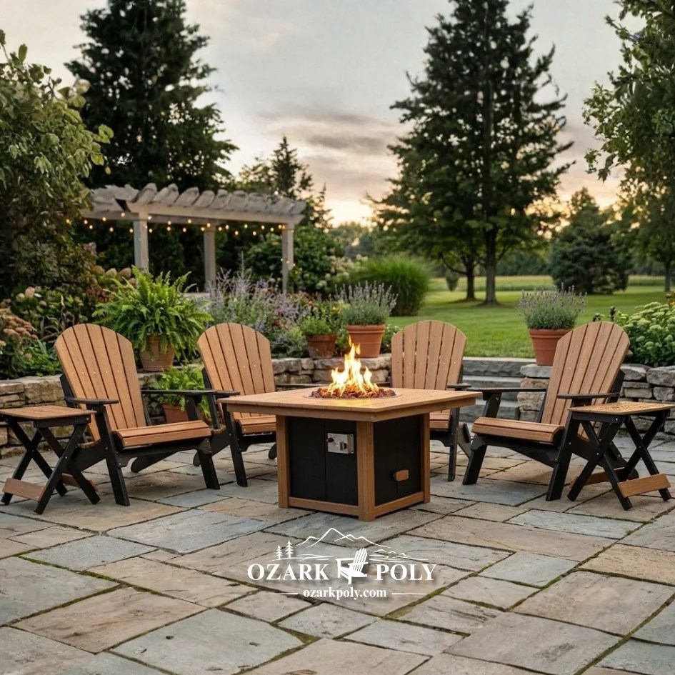 Poly Square Fire Table & Chair Set