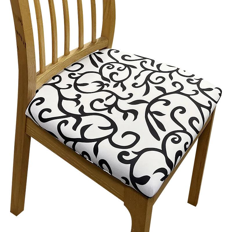 Removable White Vines Stretch Chair Cover for Dining, Elegance and Functionality