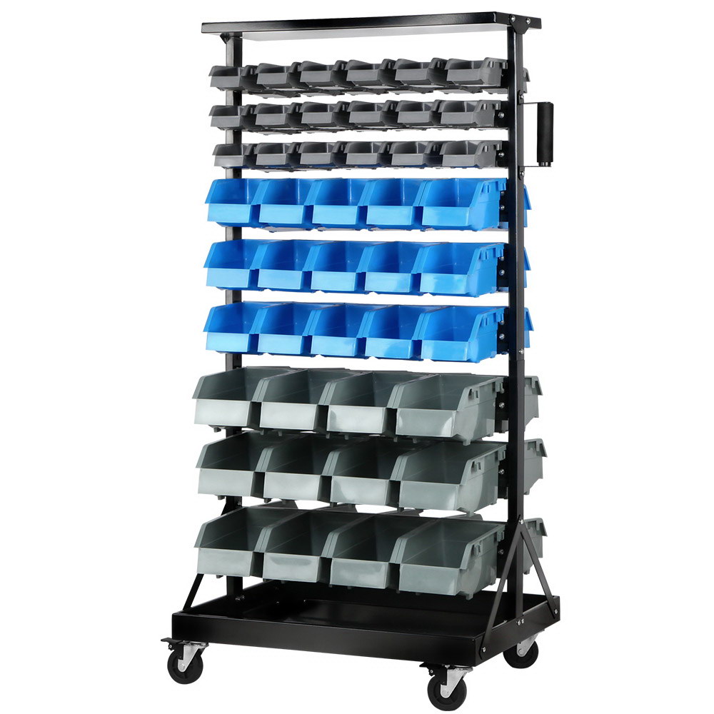 Giantz 90 Storage Bin Rack Stand Double-sided with Wheels