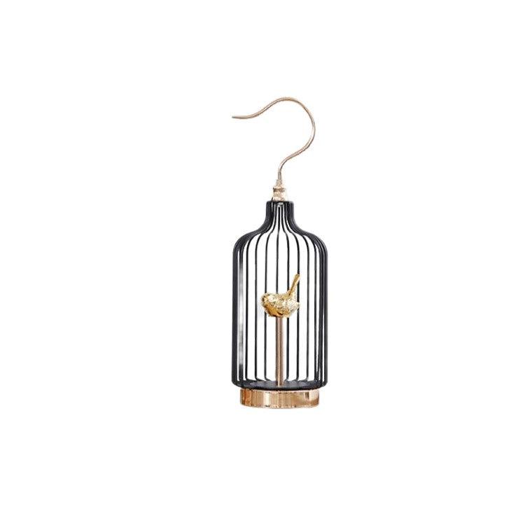 Gold Handle Birdcage Tabletop Decor, Modern Art Display, 42cm Hanging Decoration - Free Shipping