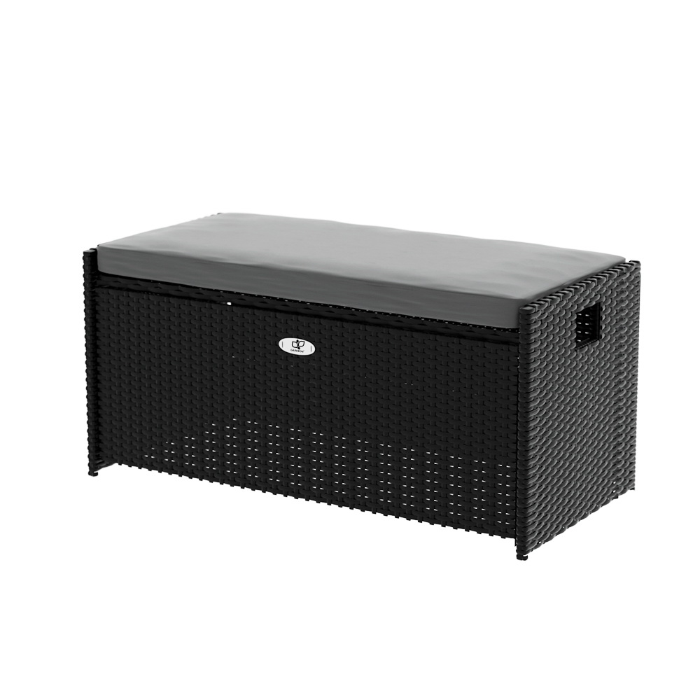 Gardeon Wicker Storage Bench Box Black