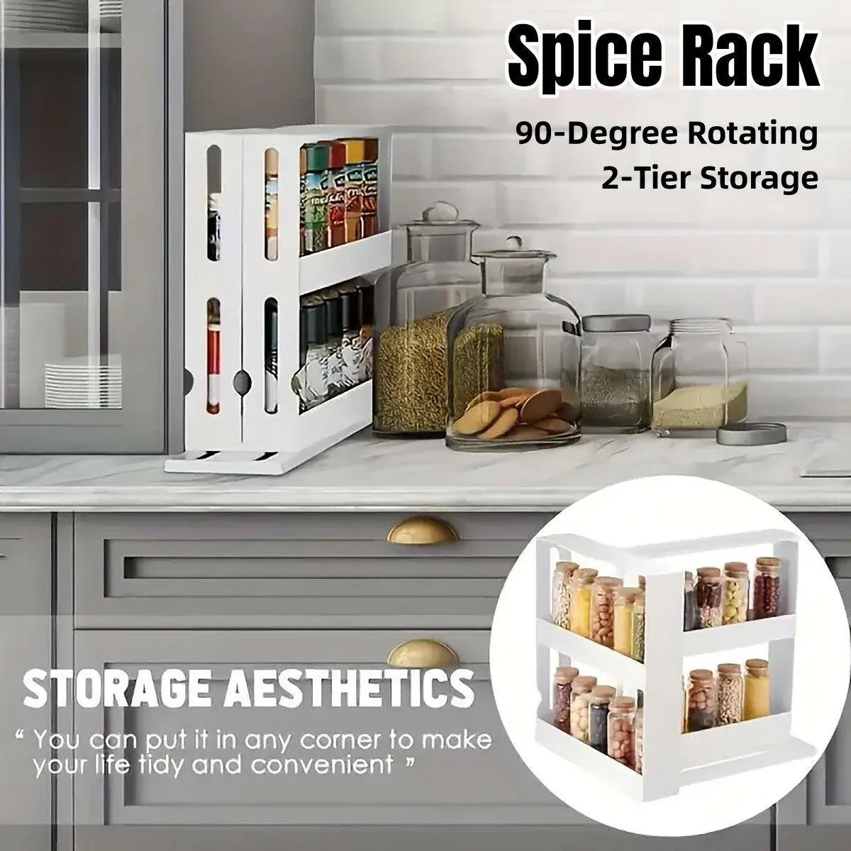 Rotating Spice Rack Kitchen Organizer