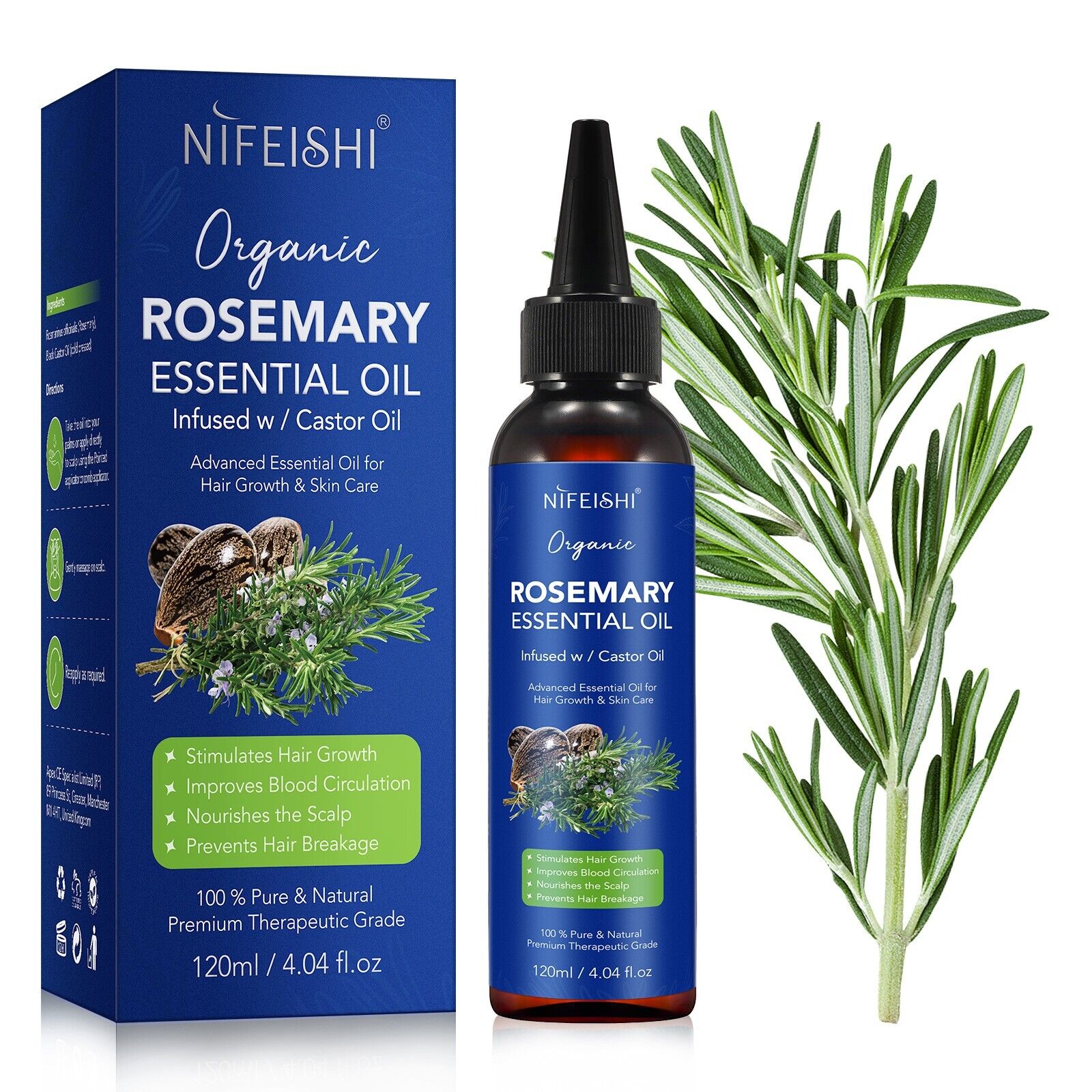 Nifeishi Organic Rosemary Essential Hair & Scalp Oil 120ml