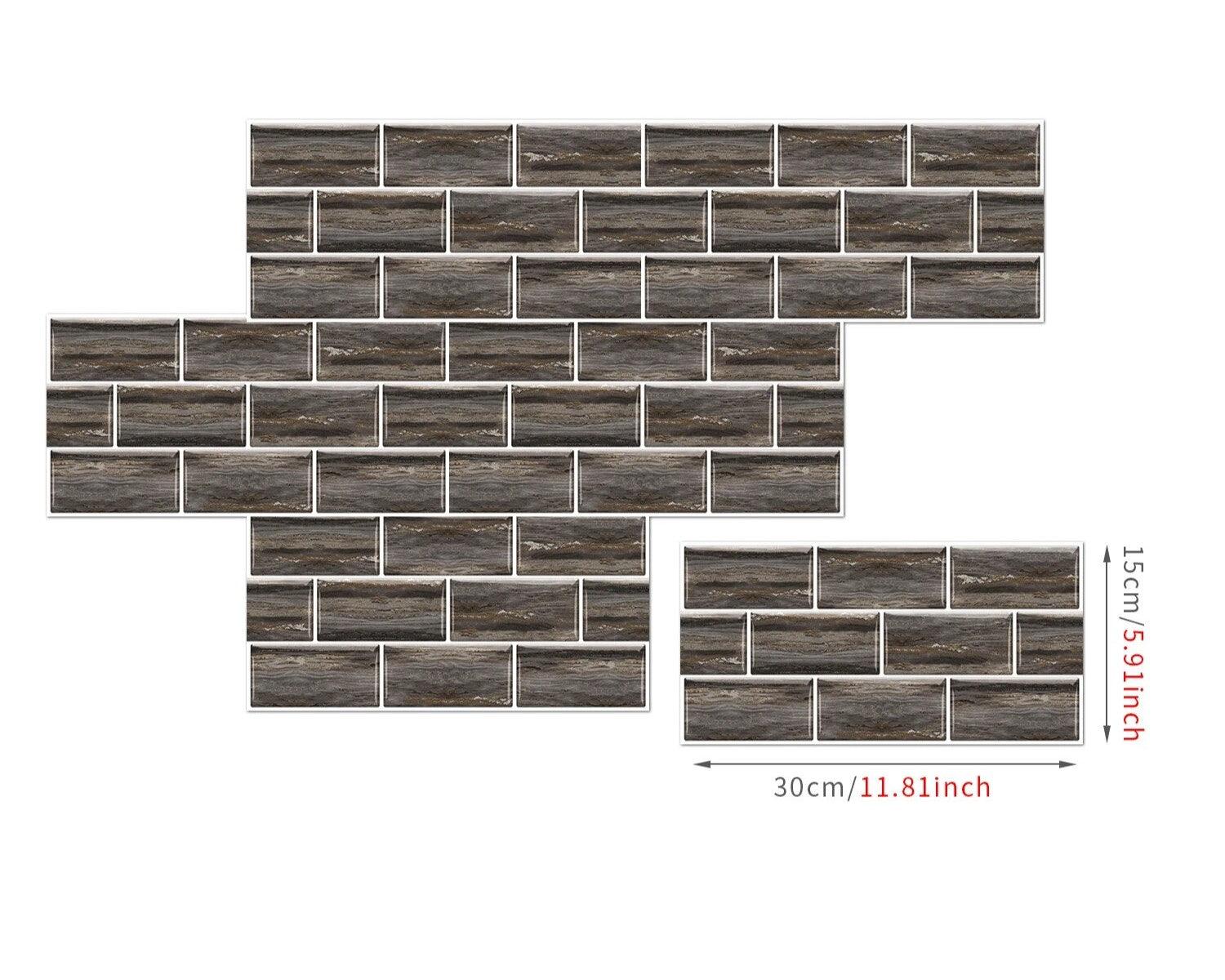 Brown 6 Pcs Waterproof Marble Tile, Captivating Wall Sticker Decor