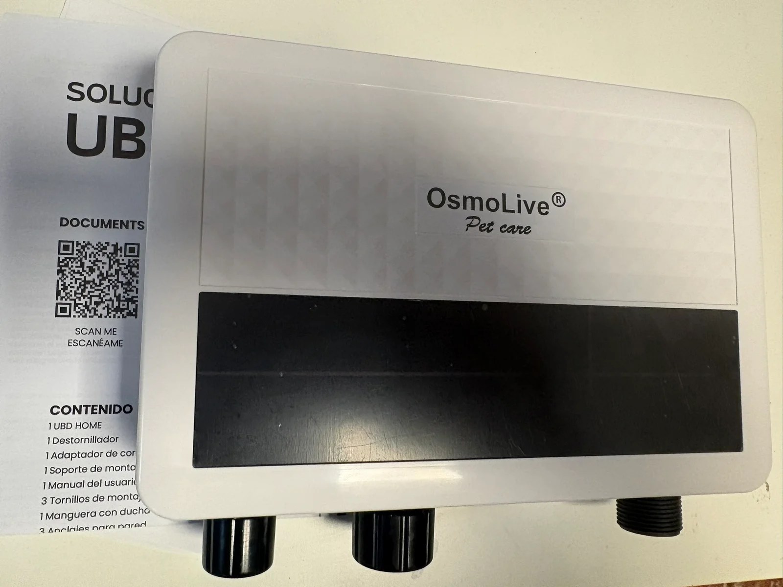 OsmoLive UBD Home, caja y documentación