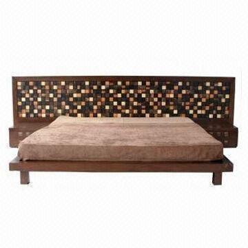 King Sized Bed Frame Phil Mahogany Mixed Wooden Chips Walnut Finish Measures 78 X 81 X 11 Inches Global Sources