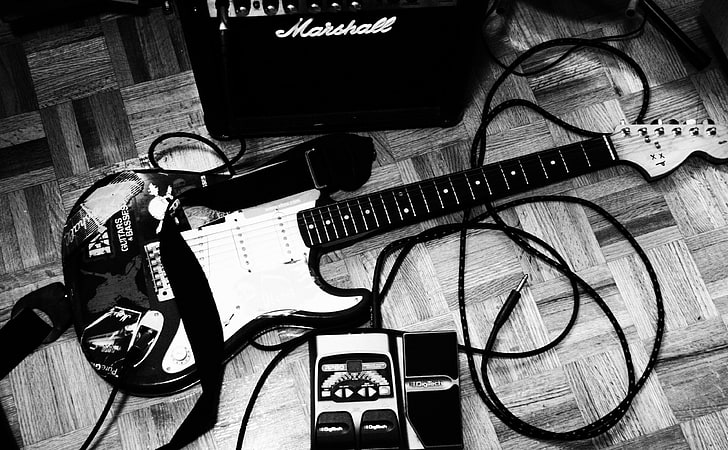 Wallpaper Gitar Listrik Hitam Putih Hd Unduh Gratis | Wallpaperbetter 450_X_728_jpg
