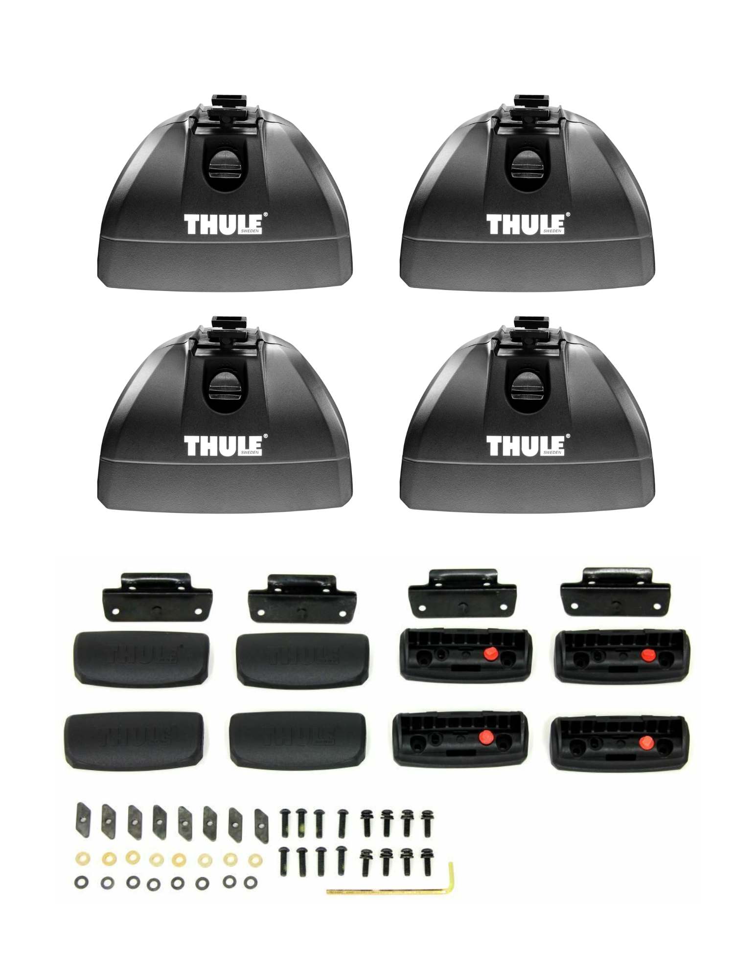 Set of 4 Thule Rapid Podium Towers + Fit Kit 3101 (for tracks