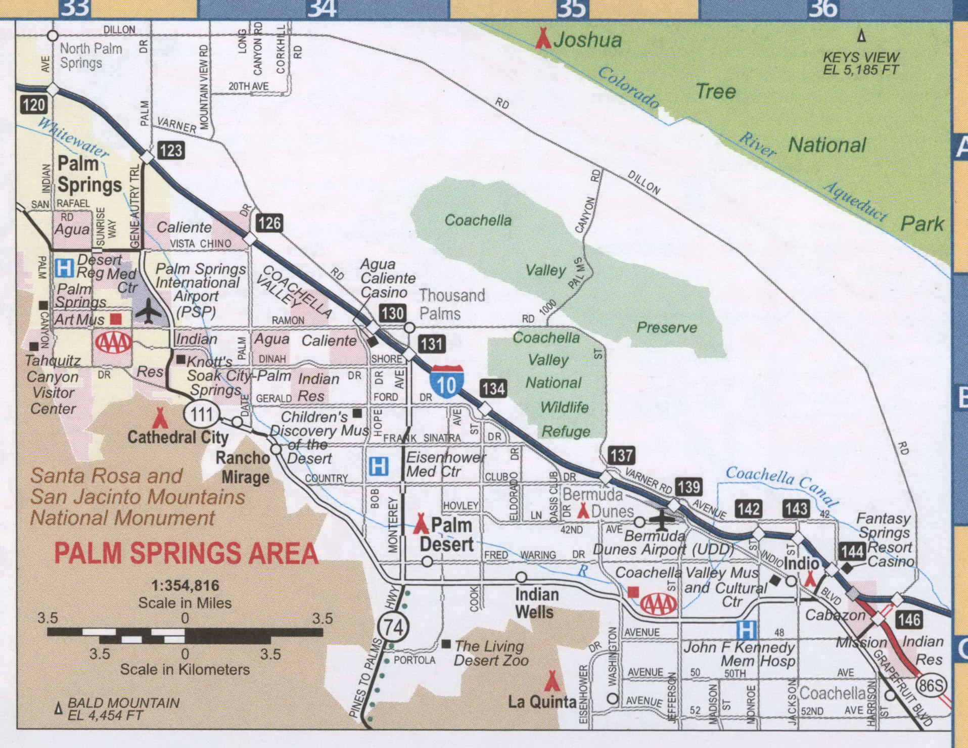 Palm Springs Area Map Map Of Streets And Roads Of Palm Springs With 17 Palm 