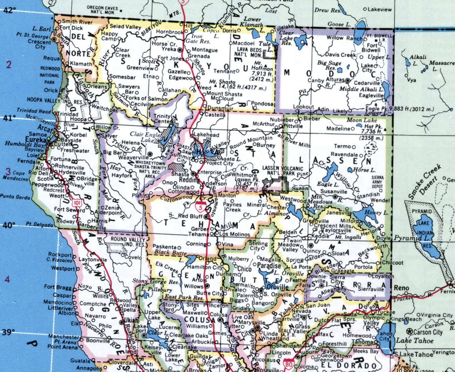 Map Of Northern California Region Free Detailed Map With Counties Cities 204 1 