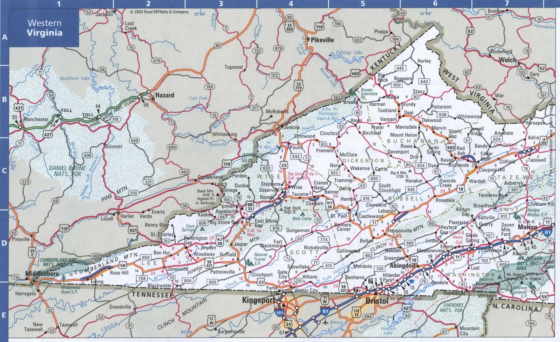 Map Of Virginia Detailed Road Map Of Virginia With Cities Villages 212bCR 