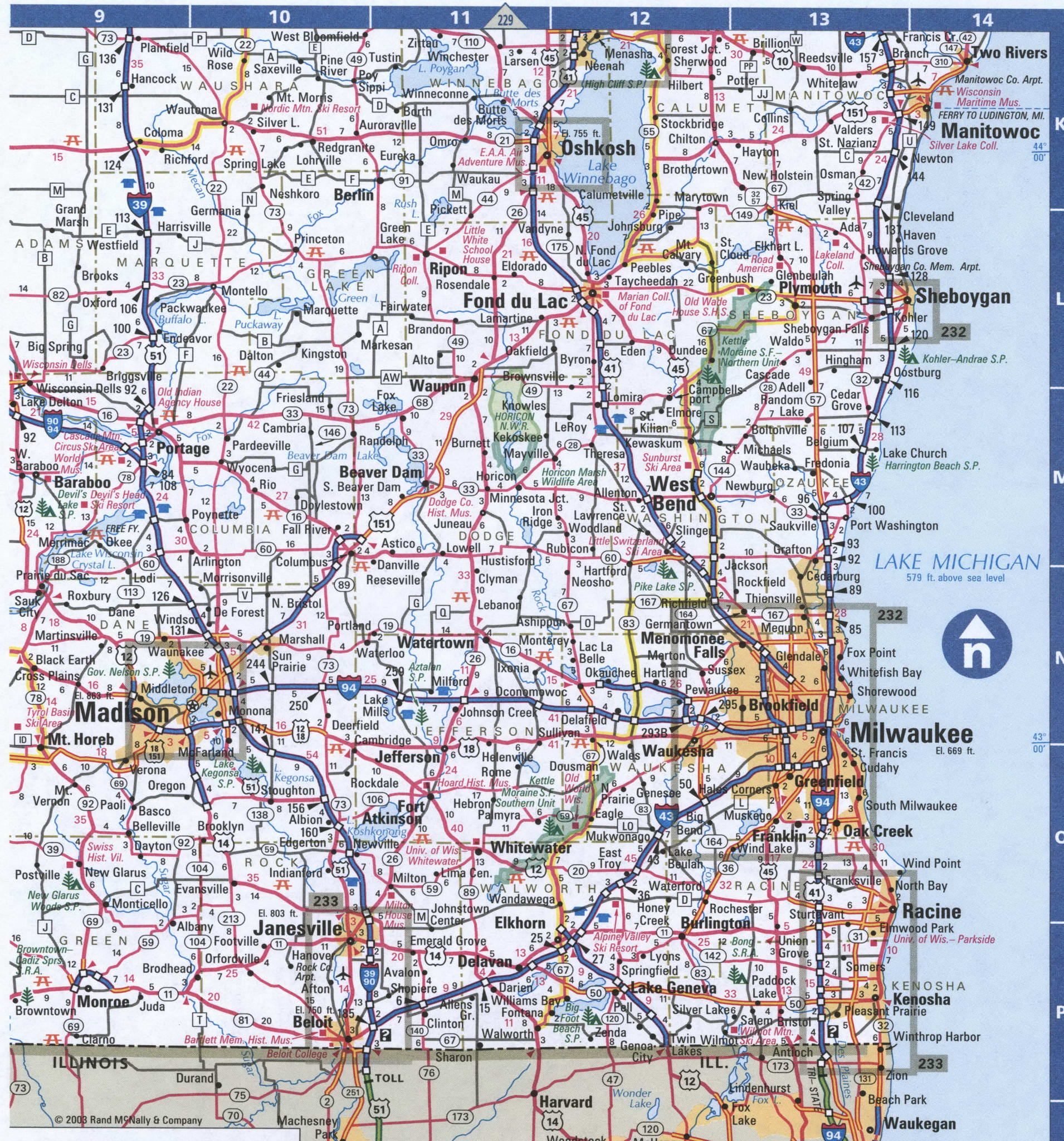 Map Of Wisconsin Southern Free Highway Road Map WI With Cities Towns 231bCR 