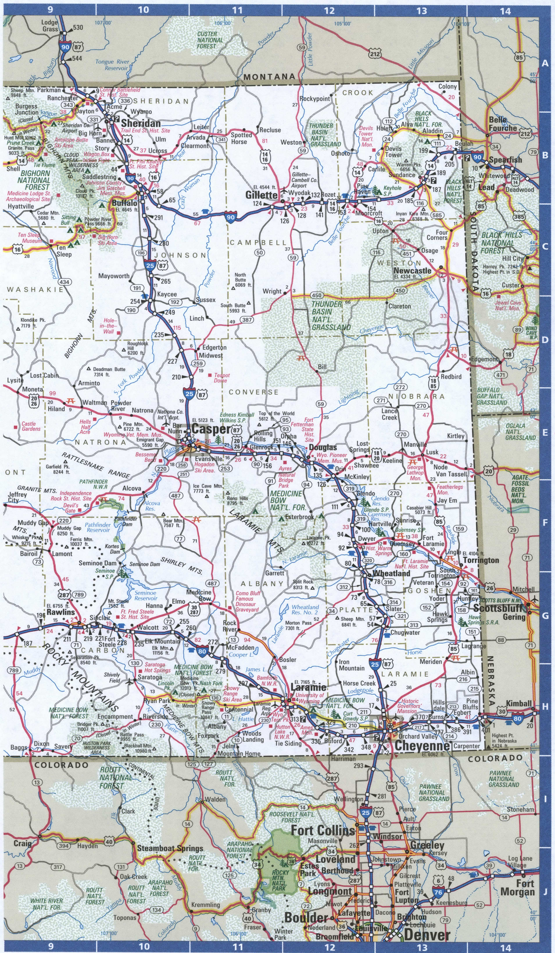 Map Of Wyoming Free Highway Road Map WY With Cities Towns Counties 235bCR 