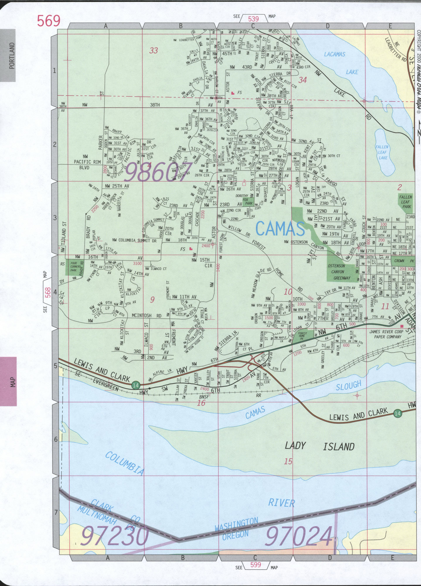 Map Of Camas City Washington State Detailed With Highways Streets 569.