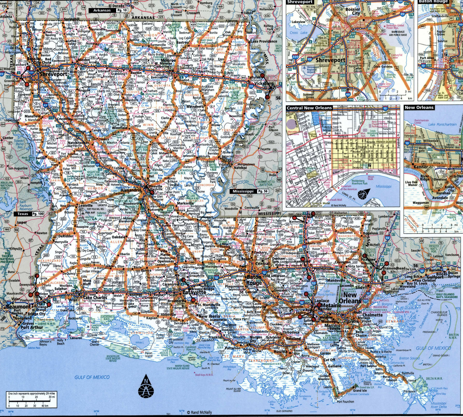 Map Of Louisiana All Roads Baton Rouge Metro Digital Vector 44C.