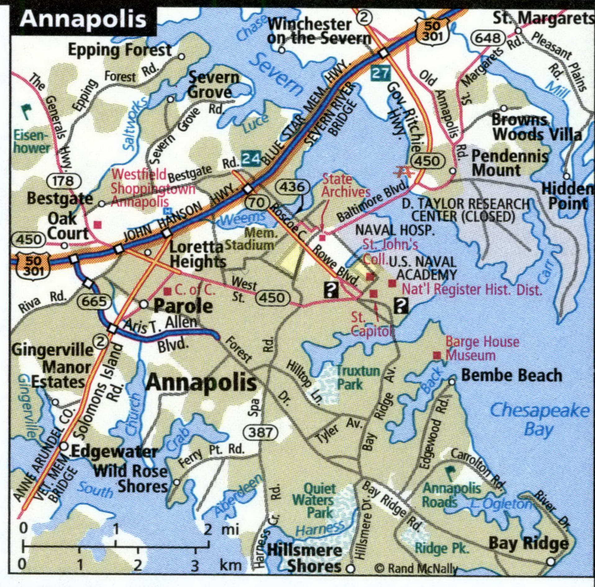 Annapolis City Road Map Truck Drivers Area Town Toll Free Highways Map 47Anna 