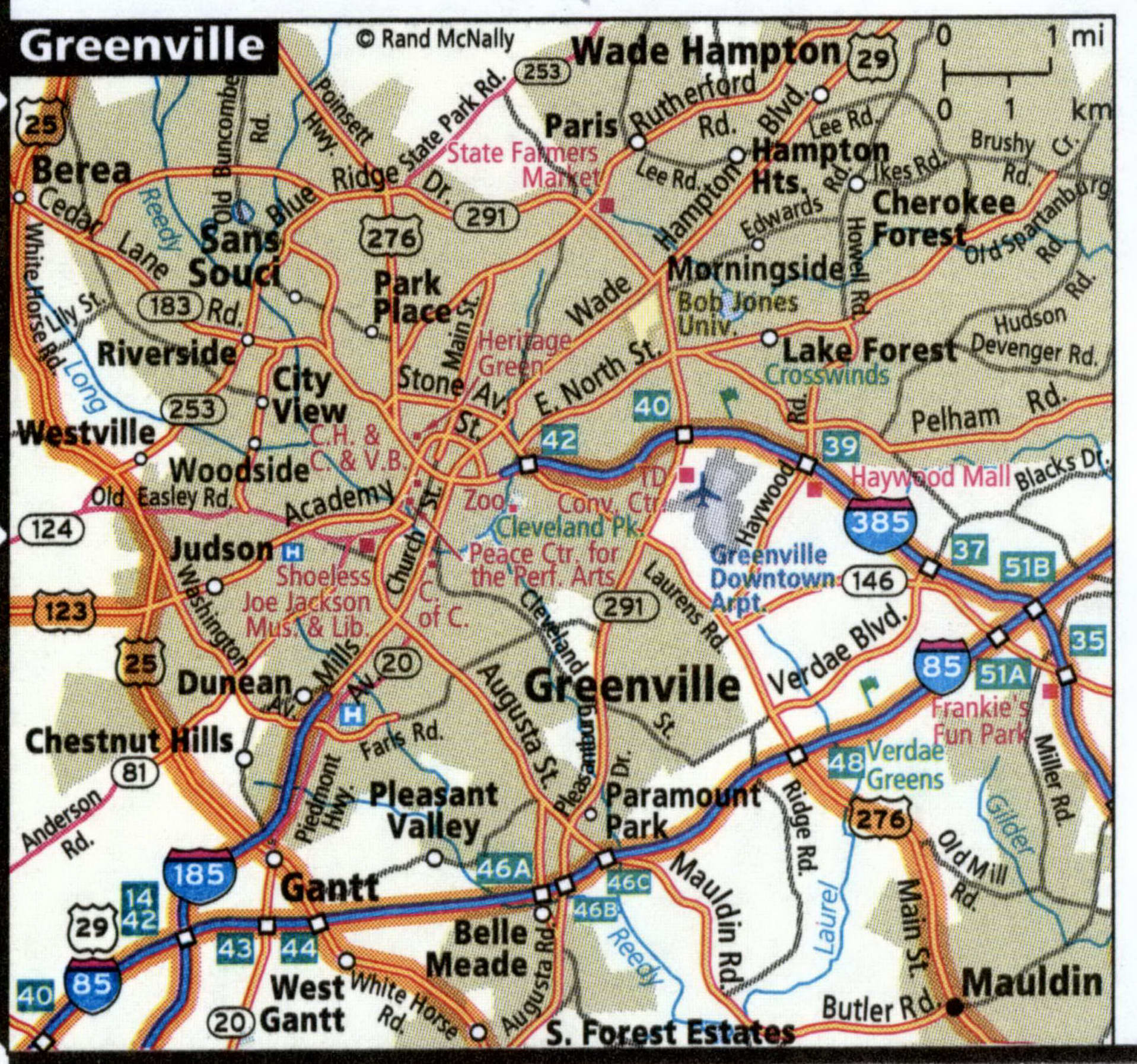 Greenville City Road Map For Truck Drivers Area Town Toll Free Highways 92Gree 