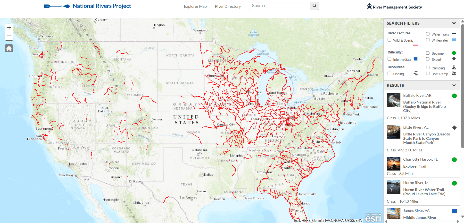 Plan Your 2026 River Trips On Com Paddling Life NRP Explorer Map Screenshot 