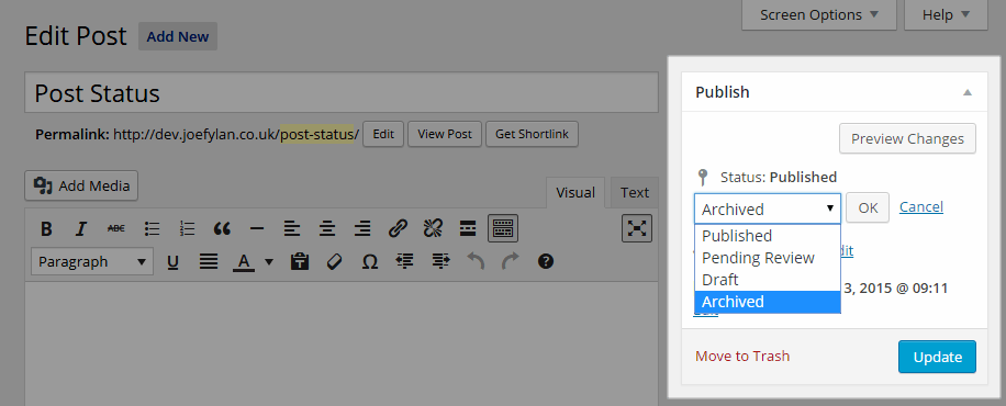 The status of a given post determines how wordpress handles that post. Unpublish Wordpress Posts With Archived Post Status Plugin
