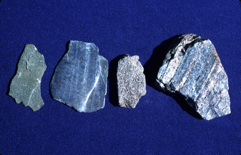 7 2 Classification Of Metamorphic Rocks Physical Geology It is a type of foliated metamorphic rock created from slate that is further metamorphosed so that very fine grained white mica.