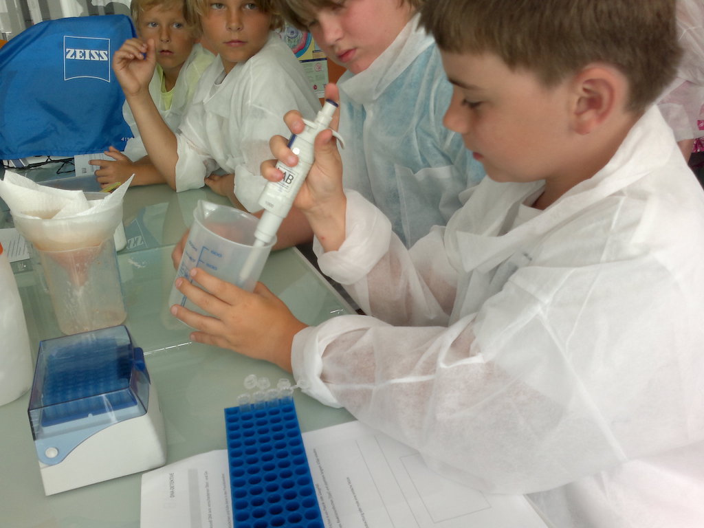 Wir untersuchen alles ganz genau...mit Pipette und Mikroskop...