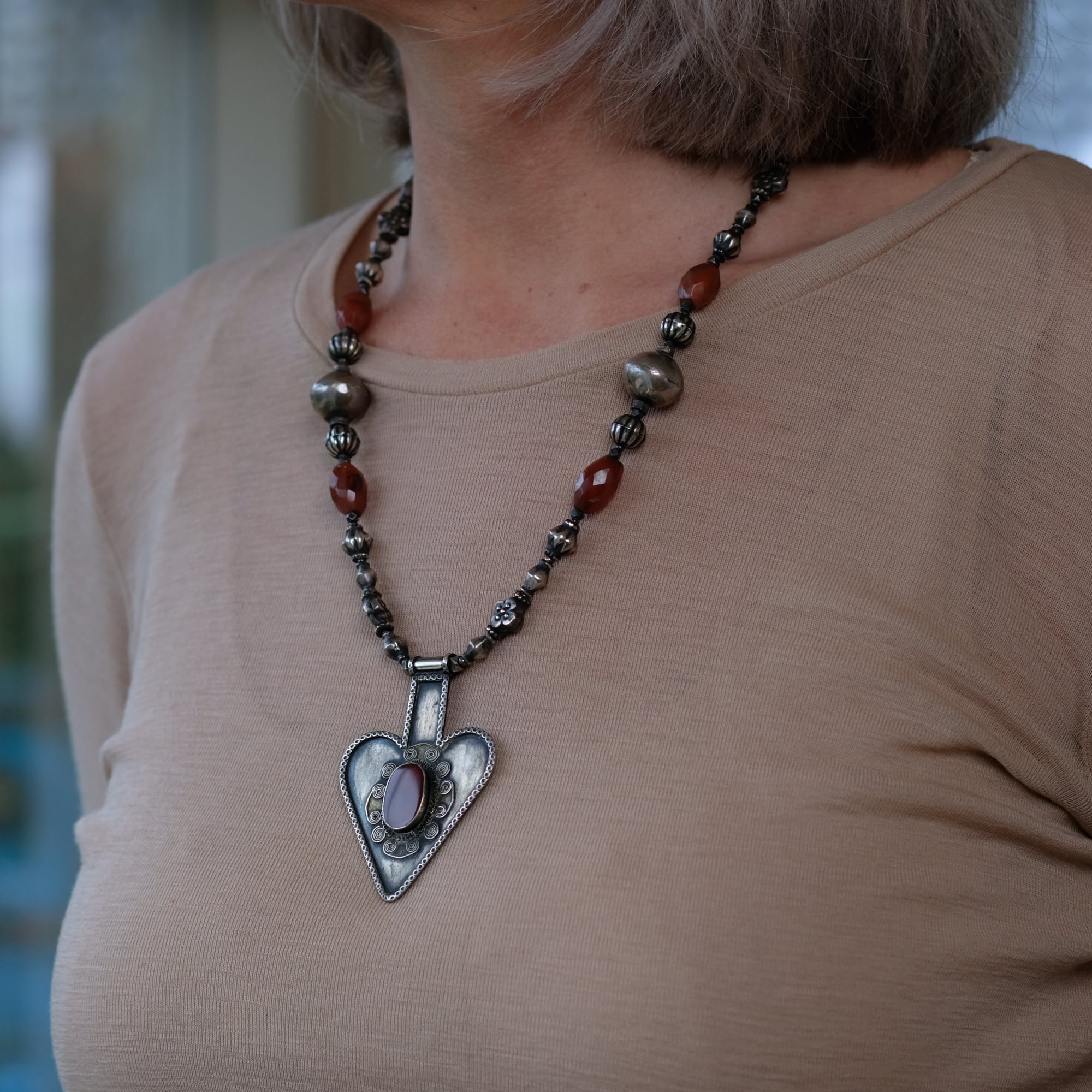 Silver necklace with pendant from Turkmenistan - Pagode Shop