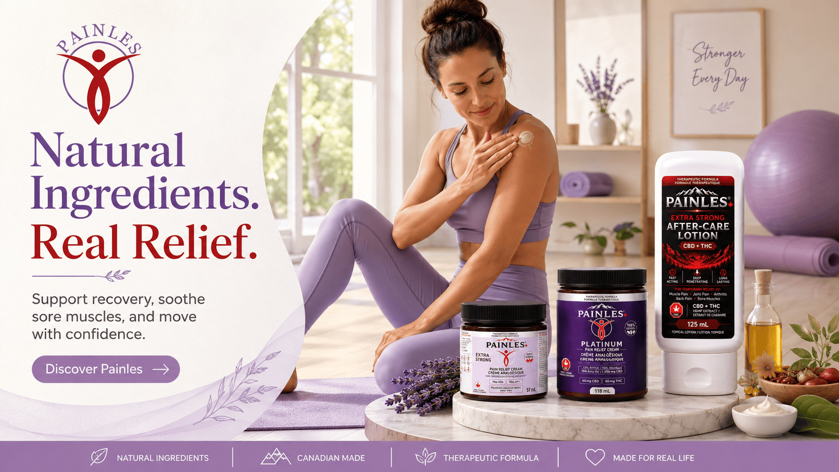 Painles natural ingredients and formulation approach