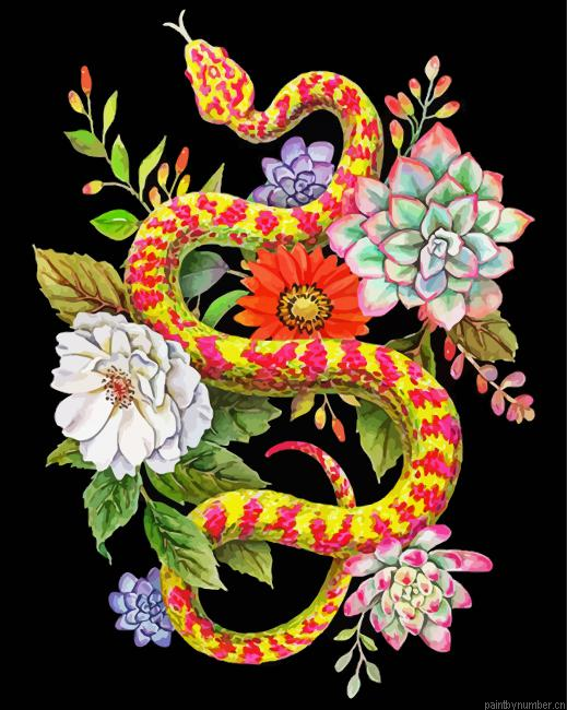 Python Snake And Succulent Paint by Number Kit