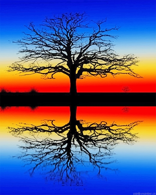 Tree Reflection In Water Paint by Number Kit
