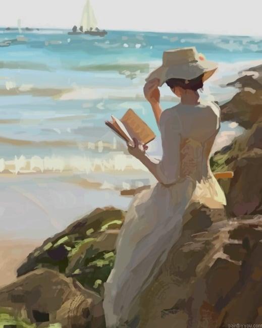 Lady Reading A Book In The Beach Color By Numbers.jpeg