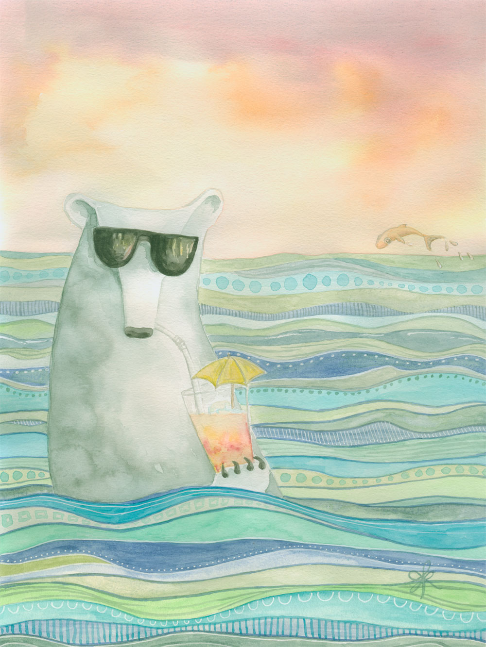 Chillin', original water color painting by Aprille Lipton 2013