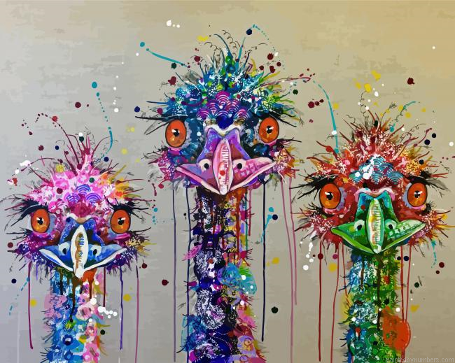 Colorful Splatter Emus Painting By Numbers.png