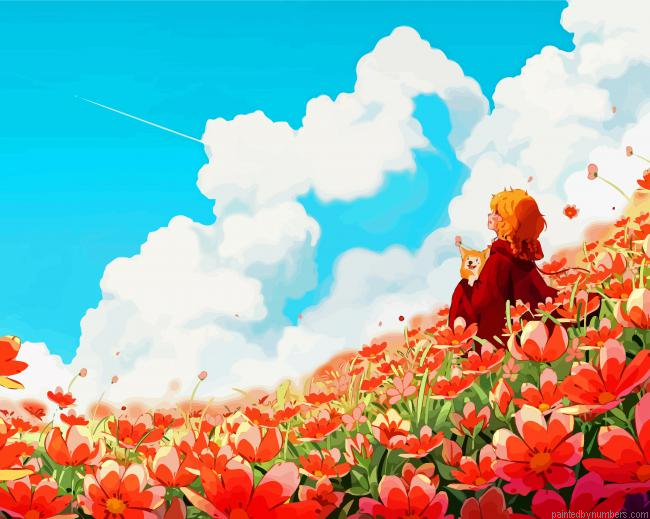 Flowers In Field Paint by Numbers Kit
