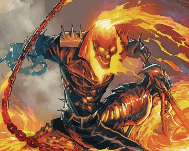 Ghost Rider Fire Paint by Numbers Kit