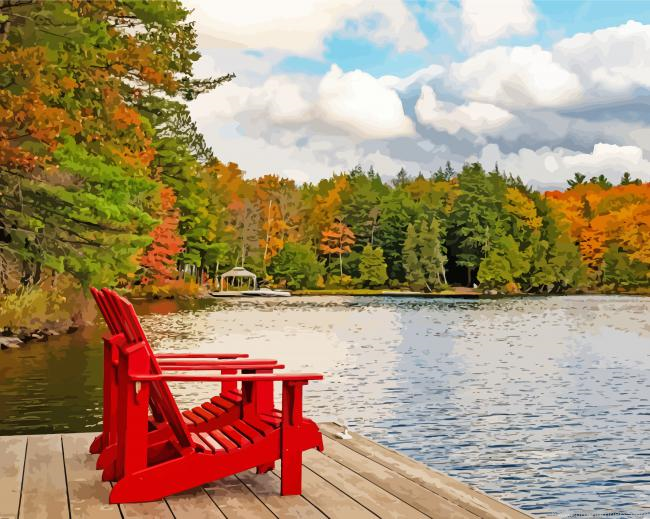 Muskoka Riverside In Fall Paint by Numbers Kit