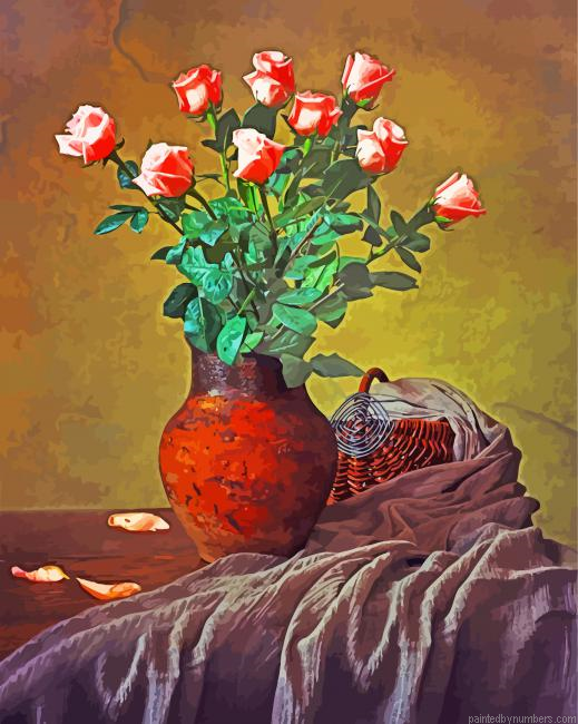 Pink Roses Still Life Paint by Numbers Kit
