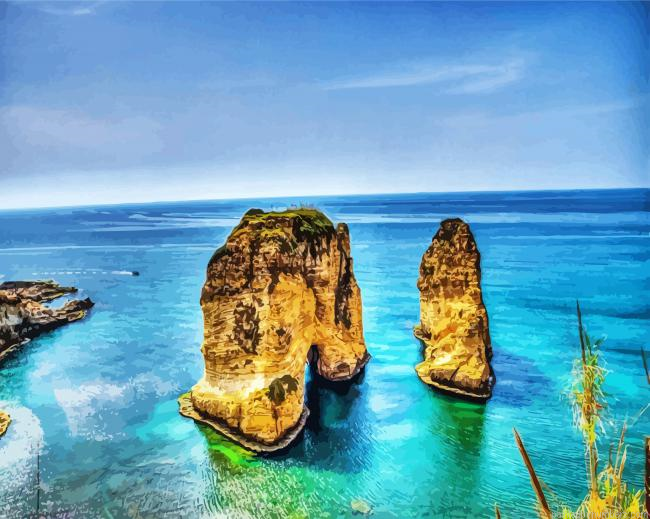 Raouche Rocks In Beirut Lebanon Painting By Numbers.png