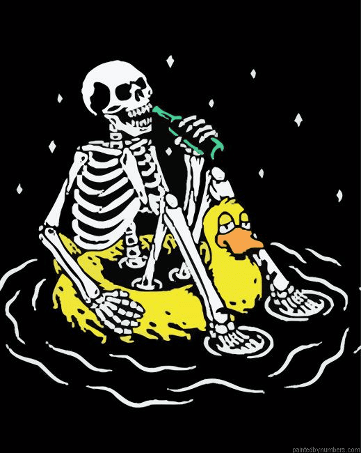 Skull Drinking In Pool Paint by Numbers Kit