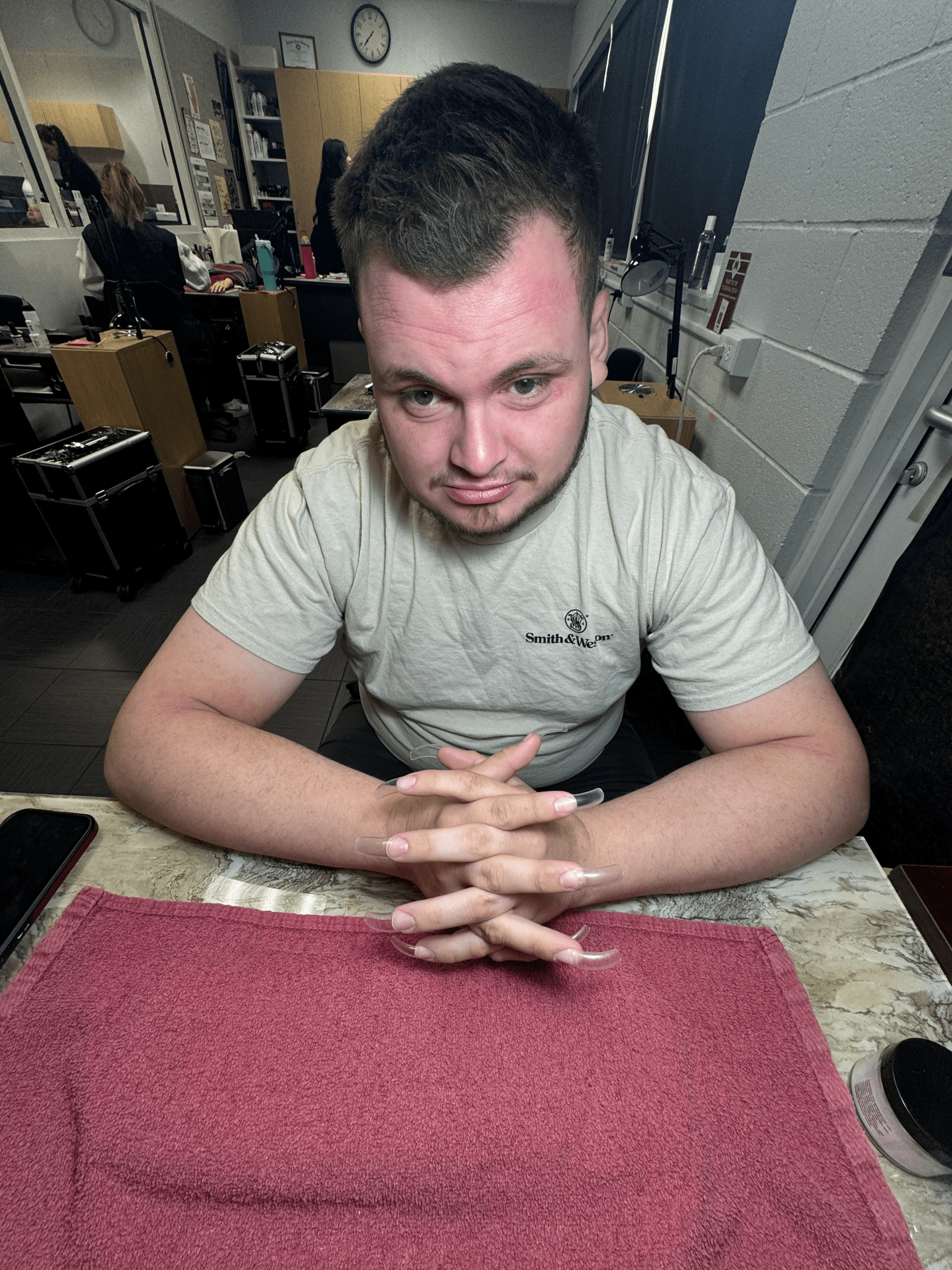 friend getting his nails done 