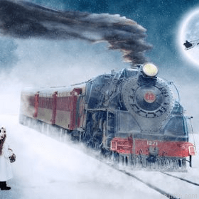Red Train In Snow Painting by Numbers