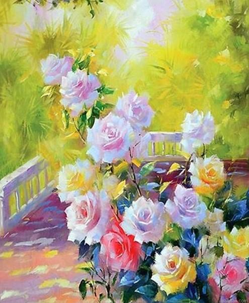 Spring Roses Painting by Numbers