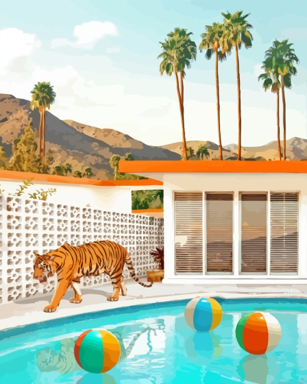 Tiger In The Pool Reflection Painting by Numbers