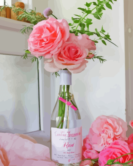 Pink Roses In The Bottle Paint By Number Kit