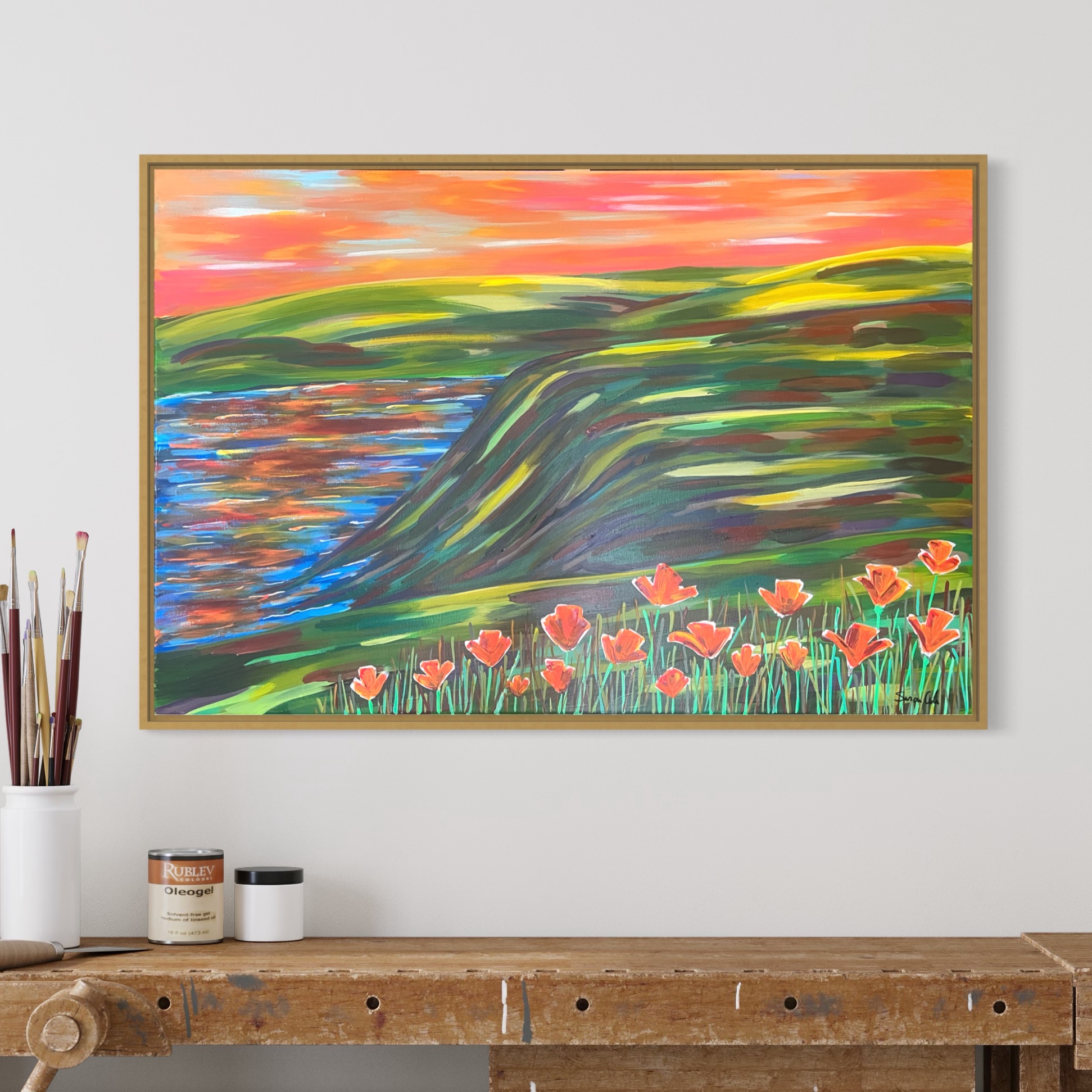 Sunset and Poppies