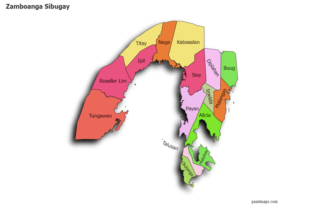 Zamboanga Sibugay Mapa En Blanco Map Chart 1722C.
